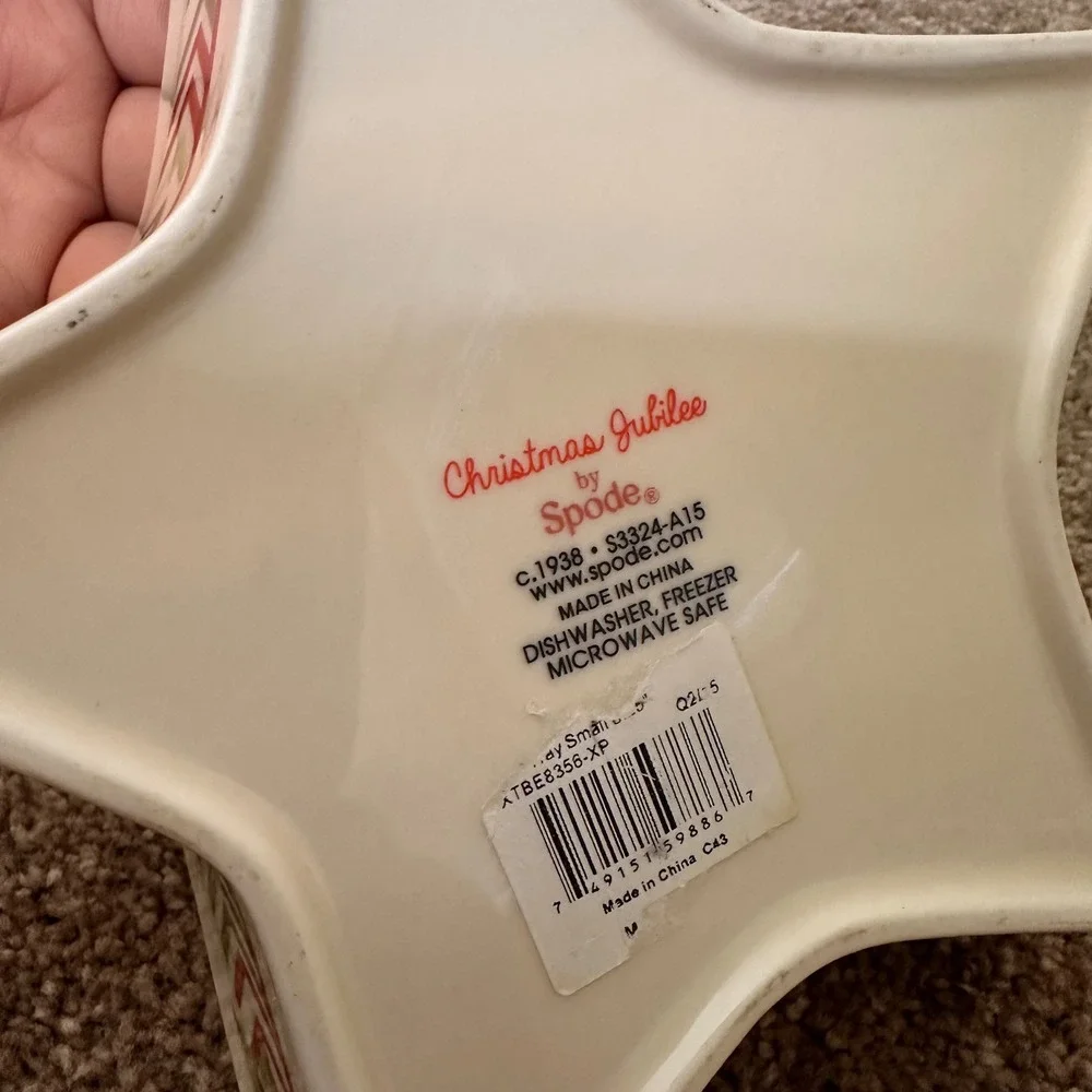 Spode Christmas Jubilee Star Shaped Ceramic‎ Bowl Holiday Tree Pattern Rare VTG